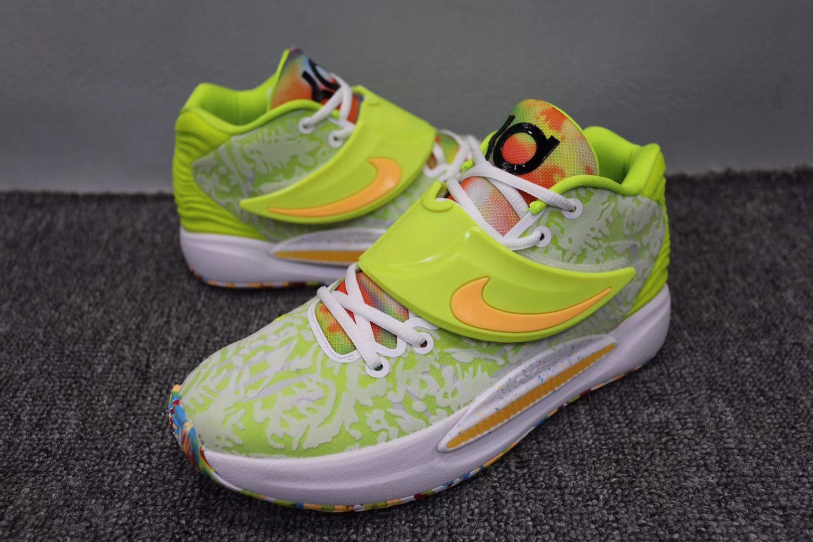 2021 Nike Kevin Durant 14 Fluorscent Green Yellow White Basketball Shoes